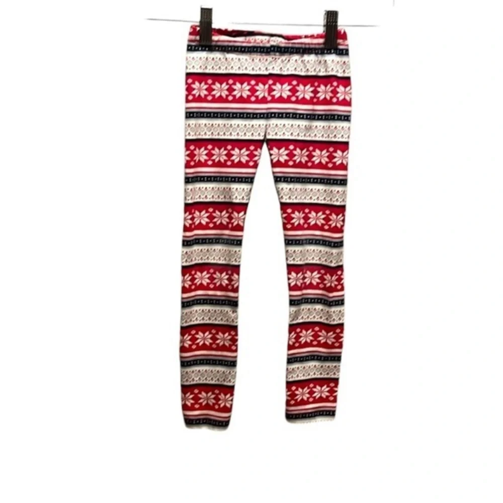 Gymboree Girl’s Holiday Print Christmas Snowflake leggings size 4T Fair Isle